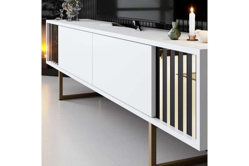 Rany Tv-bänk 180 cm - Guld/Vit - Möbler - TV- & Mediamöbler - TV bänk & mediabänk