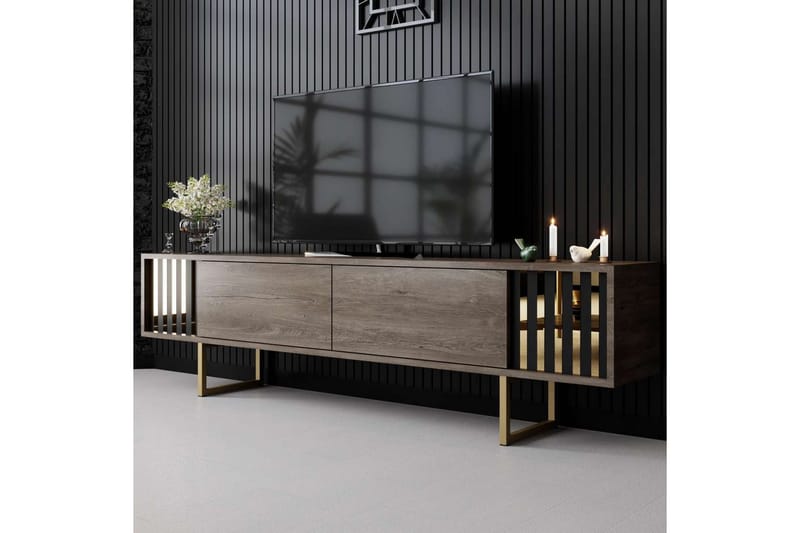 Rany Tv-bänk 180 cm - Rödfärgat trä/Guld - Möbler - TV- & Mediamöbler - TV bänk & mediabänk