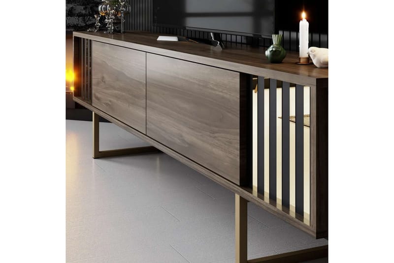 Rany Tv-bänk 180 cm - Rödfärgat trä/Guld - Möbler - TV- & Mediamöbler - TV bänk & mediabänk
