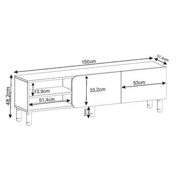 Relento Tv-bänk 150 cm - varm ek, sapphire-ek - Möbler - TV- & Mediamöbler - TV bänk & mediabänk