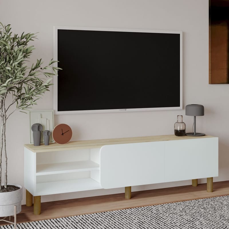 Relento Tv-bänk 150 cm - vit, sapphire oak - Möbler - TV- & Mediamöbler - TV bänk & mediabänk