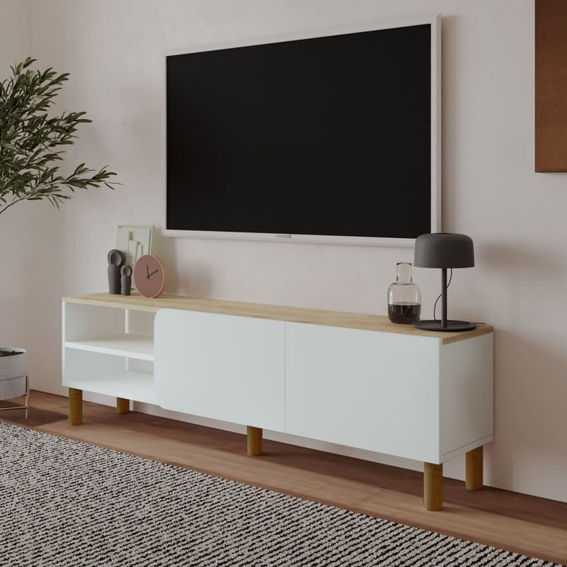 Relento Tv-bänk 150 cm - vit, sapphire oak - Möbler - TV- & Mediamöbler - TV bänk & mediabänk