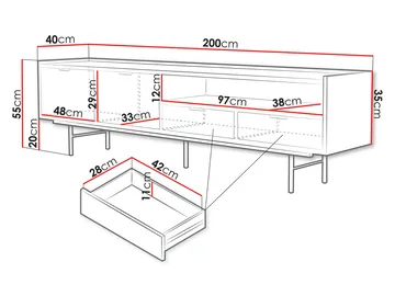 Rolden TV-bänk 200x55 cm - Valnöt - Möbler - TV- & Mediamöbler - TV bänk & mediabänk