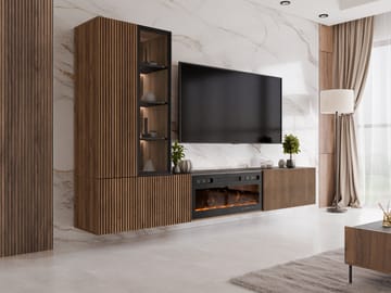 Rylar Tv-möbel 250 cm Eldstad med värmefunktion - Brun|svart - Möbler - TV- & Mediamöbler - TV-möbelset