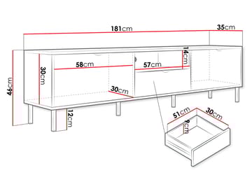 Salmor Tv-bänk 181 cm - Vit - Möbler - TV- & Mediamöbler - TV bänk & mediabänk