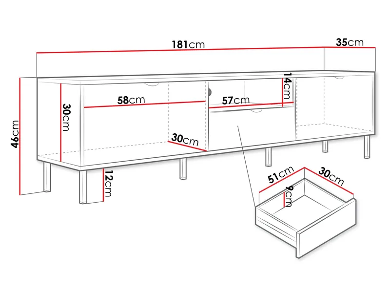 Salmor Tv-bänk 181 cm - Vit - Möbler - TV- & Mediamöbler - TV bänk & mediabänk