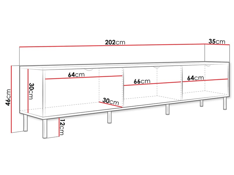 Salmor Tv-bänk 202 cm - Vit - Möbler - TV- & Mediamöbler - TV bänk & mediabänk