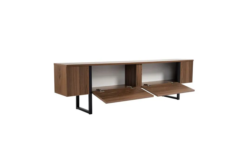 Serenity Golvstående TV Bänk 180 cm med Förvaring i Valnöt - Brun - Möbler - TV- & Mediamöbler - TV bänk & mediabänk
