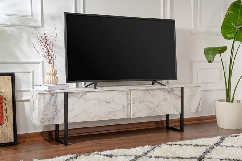 Serenity Tv-bänk 180x30 cm - Marmor/Svart - Möbler - TV- & Mediamöbler - TV bänk & mediabänk