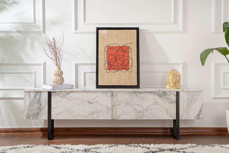 Serenity Tv-bänk 180x30 cm - Marmor/Svart - Möbler - TV- & Mediamöbler - TV bänk & mediabänk