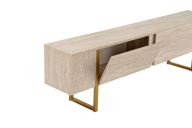 Serenity Tv-bänk 180x30 cm - Travertin/Guld - Möbler - TV- & Mediamöbler - TV bänk & mediabänk