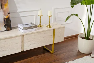 Serenity Tv-bänk 180x30 cm - Travertin/Guld - Möbler - TV- & Mediamöbler - TV bänk & mediabänk