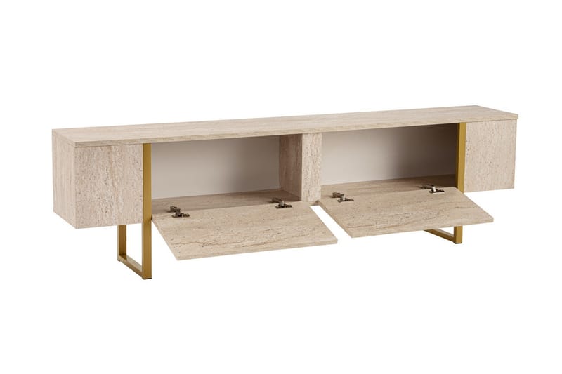 Serenity Tv-bänk 180x30 cm - Travertin/Guld - Möbler - TV- & Mediamöbler - TV bänk & mediabänk
