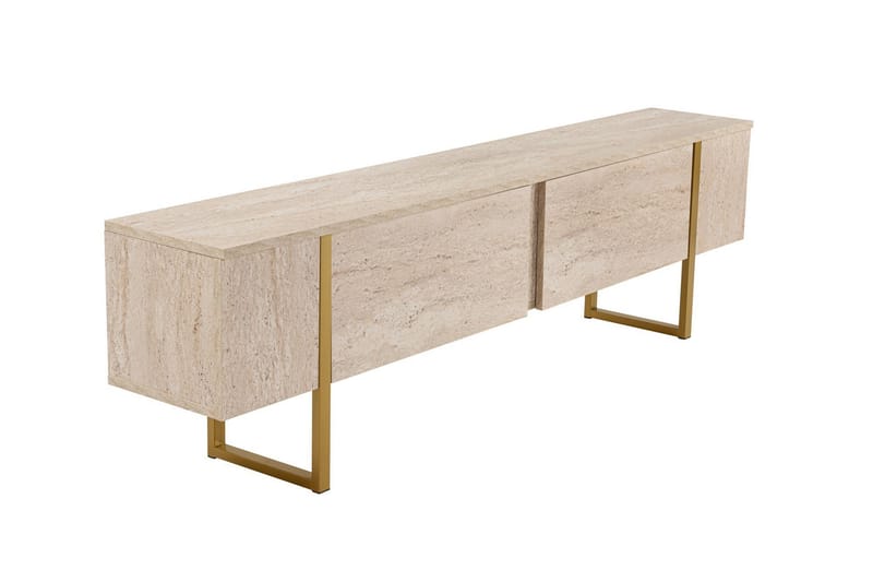 Serenity Tv-bänk 180x30 cm - Travertin/Guld - Möbler - TV- & Mediamöbler - TV bänk & mediabänk