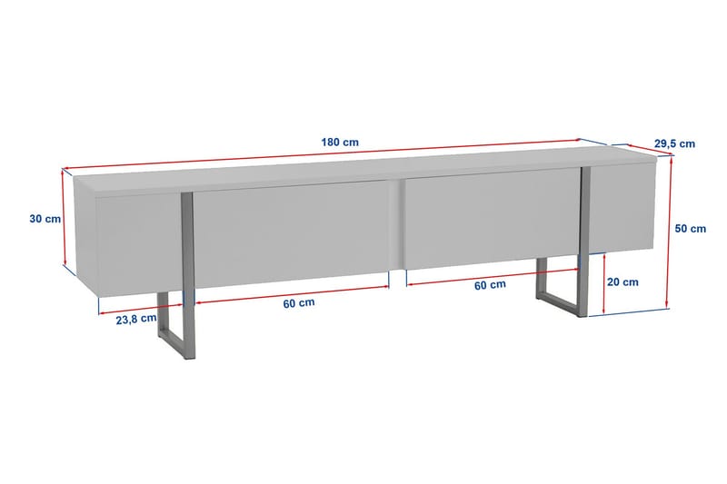 Serenity Tv-bänk 180x30 cm - Vit/Guld - Möbler - TV- & Mediamöbler - TV bänk & mediabänk