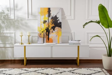 Serenity Tv-bänk 180x30 cm - Vit/Guld - Möbler - TV- & Mediamöbler - TV bänk & mediabänk