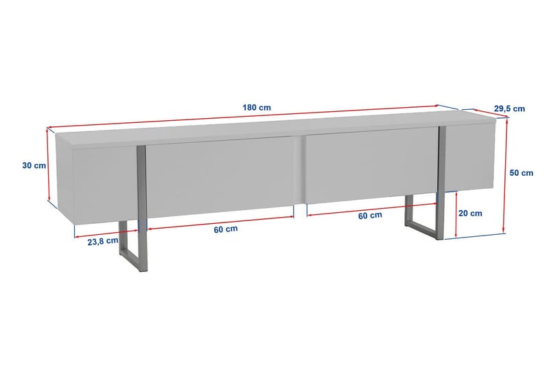 Serenity Tv-bänk 180x30 cm - Vit/Guld - Möbler - TV- & Mediamöbler - TV bänk & mediabänk