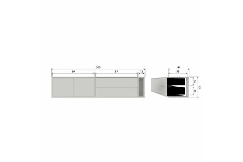 Settle Vägghängd TV-bänk 200 cm med Förvaring i Furu - Sandbeige - Möbler - TV- & Mediamöbler - TV bänk & mediabänk