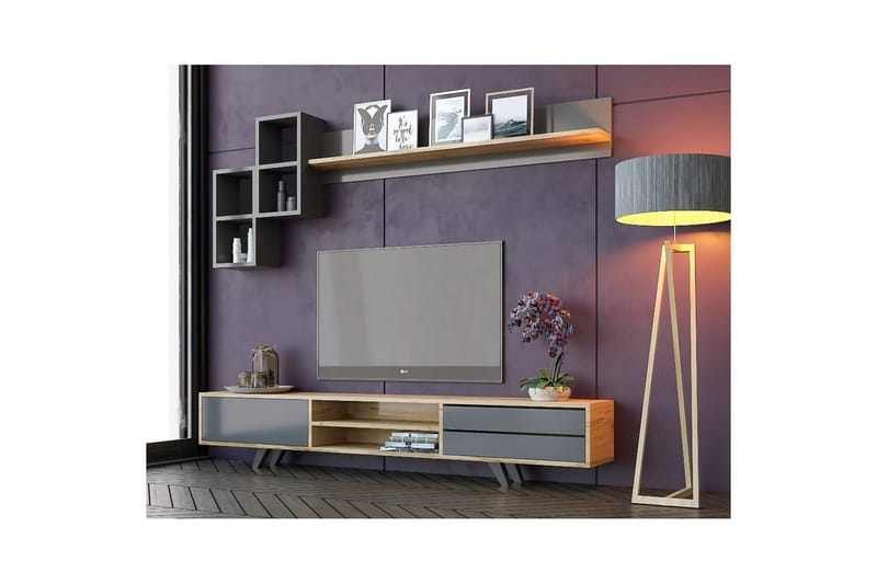 Seyra Tv-möbelset 180x40 cm - Antracit/Ek - Möbler - TV- & Mediamöbler - TV-möbelset