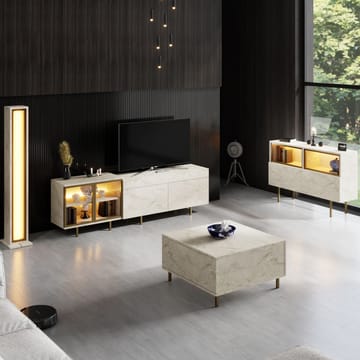 Seyring Tv-bänk 190 cm - Travertin och guld - Möbler - TV- & Mediamöbler - TV bänk & mediabänk