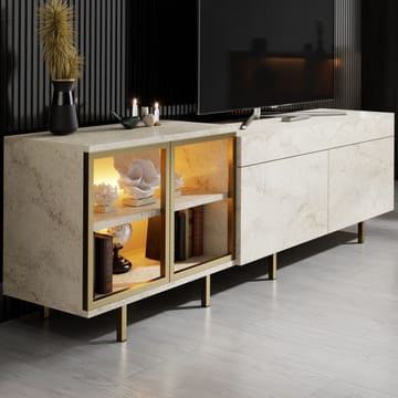 Seyring Tv-bänk 190 cm - Travertin och guld - Möbler - TV- & Mediamöbler - TV bänk & mediabänk