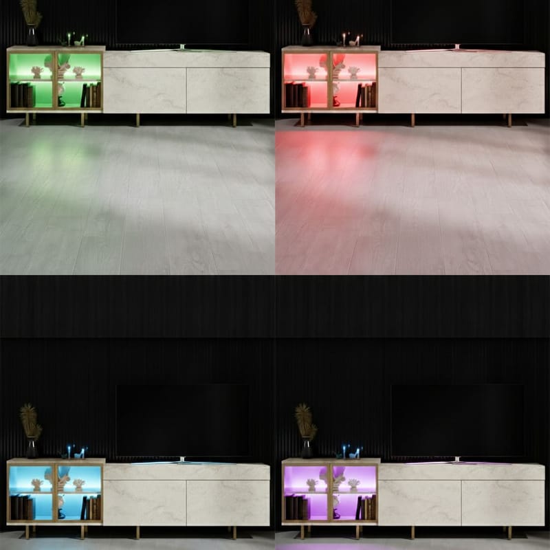 Seyring Tv-bänk 190 cm - Travertin och guld - Möbler - TV- & Mediamöbler - TV bänk & mediabänk