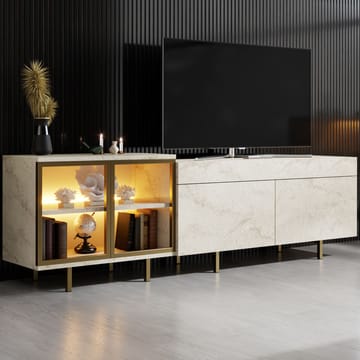 Seyring Tv-bänk 190 cm - Travertin och guld - Möbler - TV- & Mediamöbler - TV bänk & mediabänk