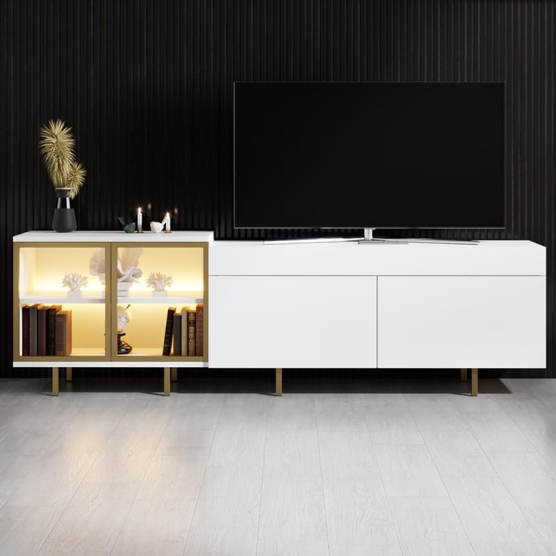 Seyring Tv-bänk 190 cm - Vitt/guld - Möbler - TV- & Mediamöbler - TV bänk & mediabänk