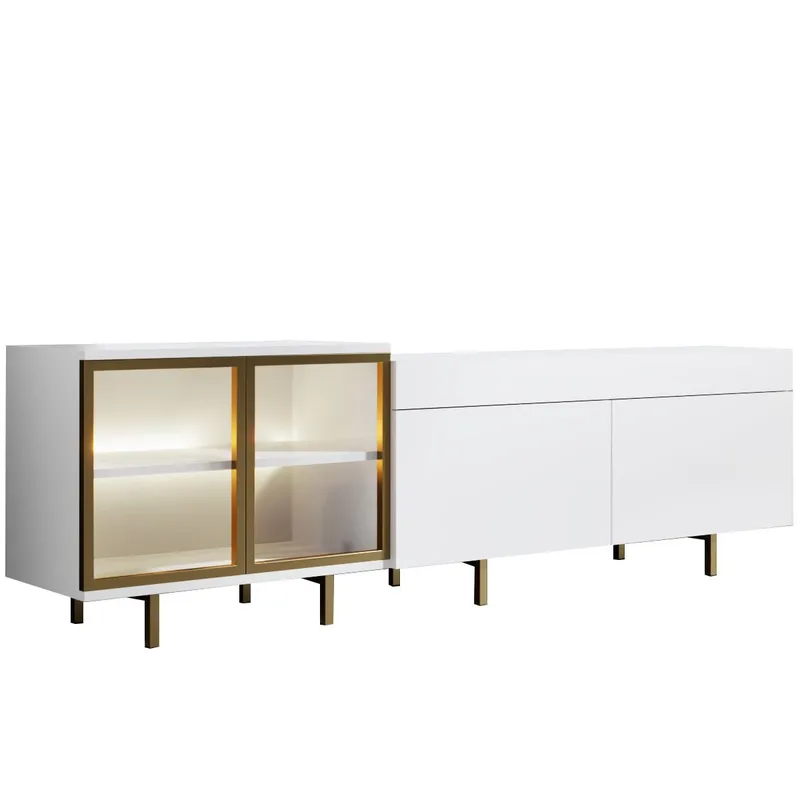 Seyring Tv-bänk 190 cm, Vitt/guld