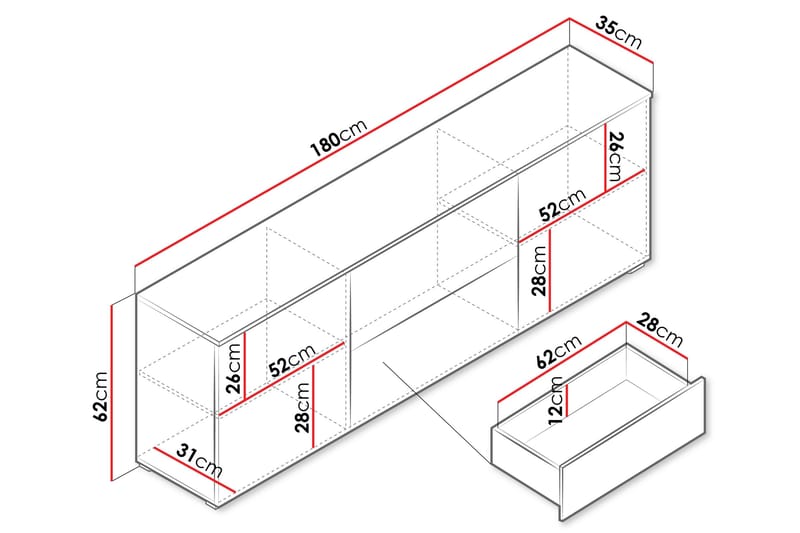 Sherie Tv-bänk 180 cm - Svart - Möbler - TV- & Mediamöbler - TV bänk & mediabänk