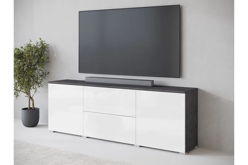 Sherie Tv-bänk 180 cm - Vit/Grå - Möbler - TV- & Mediamöbler - TV bänk & mediabänk