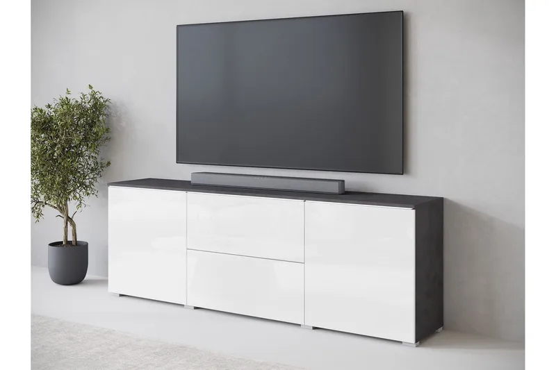 Sherie Tv-bänk 180 cm - Vit/Grå - Möbler - TV- & Mediamöbler - TV bänk & mediabänk