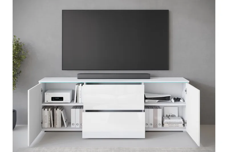 Sherie Tv-bänk 180 cm - Vit/Grå - Möbler - TV- & Mediamöbler - TV bänk & mediabänk