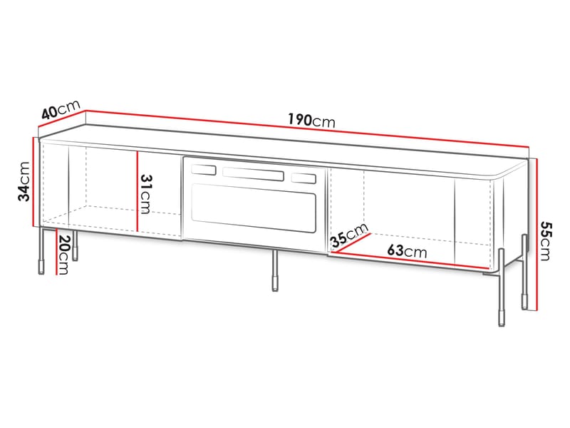 Sherie Tv-bänk 190 cm - Vit - Möbler - TV- & Mediamöbler - TV bänk & mediabänk