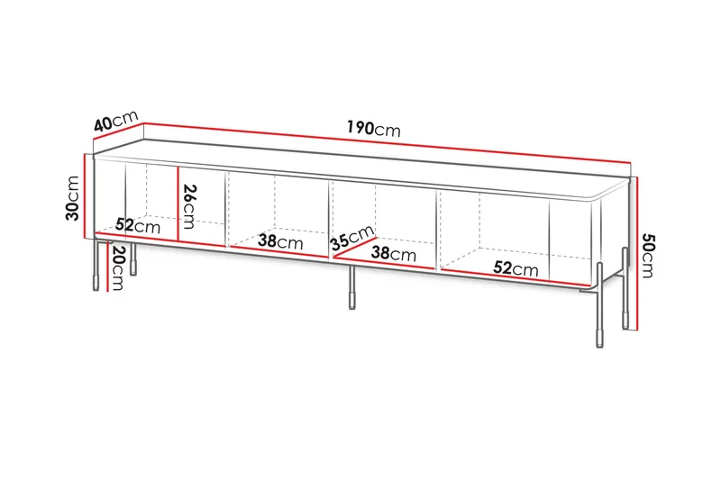 Sherie Tv-bänk 190x40 cm - Beige - Möbler - TV- & Mediamöbler - TV bänk & mediabänk