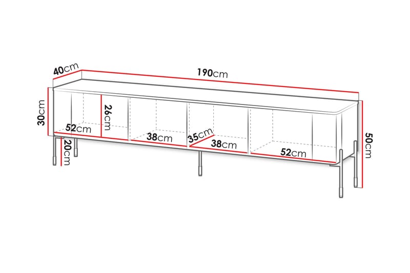 Sherie Tv-bänk 190x40 cm - Vit - Möbler - TV- & Mediamöbler - TV bänk & mediabänk