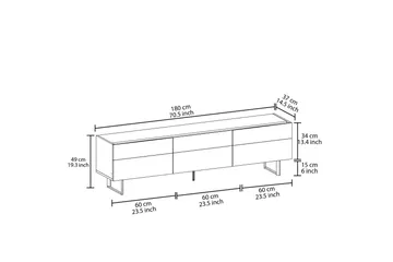 Sign Tv-bänk 180 cm - Grå/Travertin - Möbler - TV- & Mediamöbler - TV bänk & mediabänk