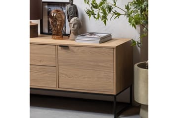 Silas TV-bänk 180 cm med Förvaring i Trä med Metallunderrede - Beige - Möbler - TV- & Mediamöbler - TV bänk & mediabänk
