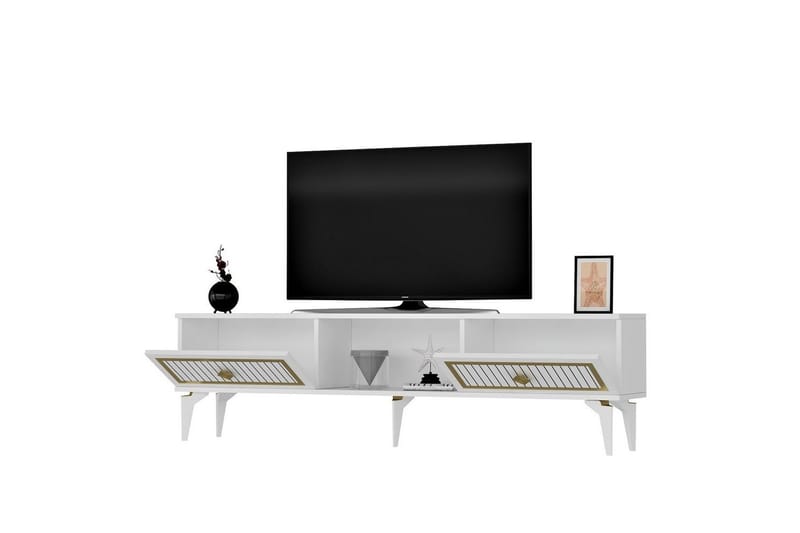 Sivaji Tv-bänk 150 cm - Guld/Vit - Möbler - TV- & Mediamöbler - TV bänk & mediabänk