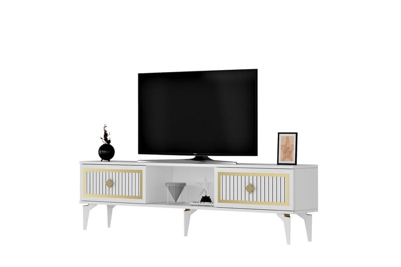 Sivaji Tv-bänk 150 cm - Guld/Vit - Möbler - TV- & Mediamöbler - TV bänk & mediabänk