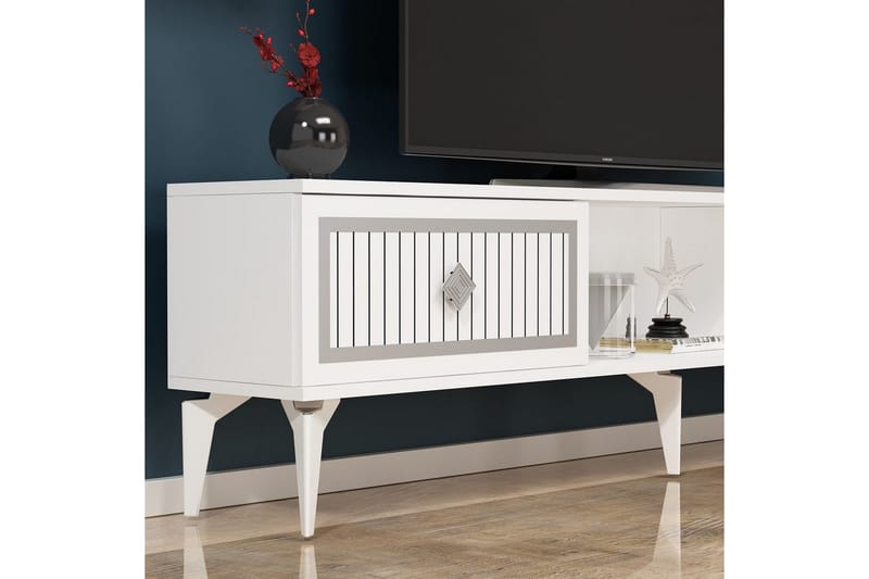 Sivaji Tv-bänk 150 cm - Vit/Silver - Möbler - TV- & Mediamöbler - TV bänk & mediabänk
