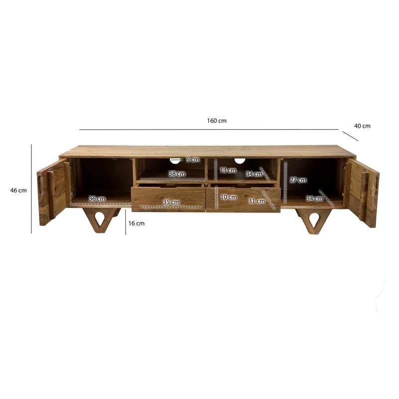 Sorric TV-bänk 160 cm - Varm ljusbrun - Möbler - TV- & Mediamöbler - TV bänk & mediabänk