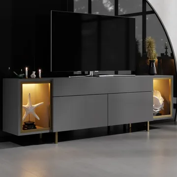 Sosan TV-bänk 180x55x32 cm - Antracit och guld - Möbler - TV- & Mediamöbler - TV bänk & mediabänk