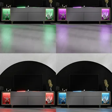 Sosan TV-bänk 180x55x32 cm - Antracit och guld - Möbler - TV- & Mediamöbler - TV bänk & mediabänk