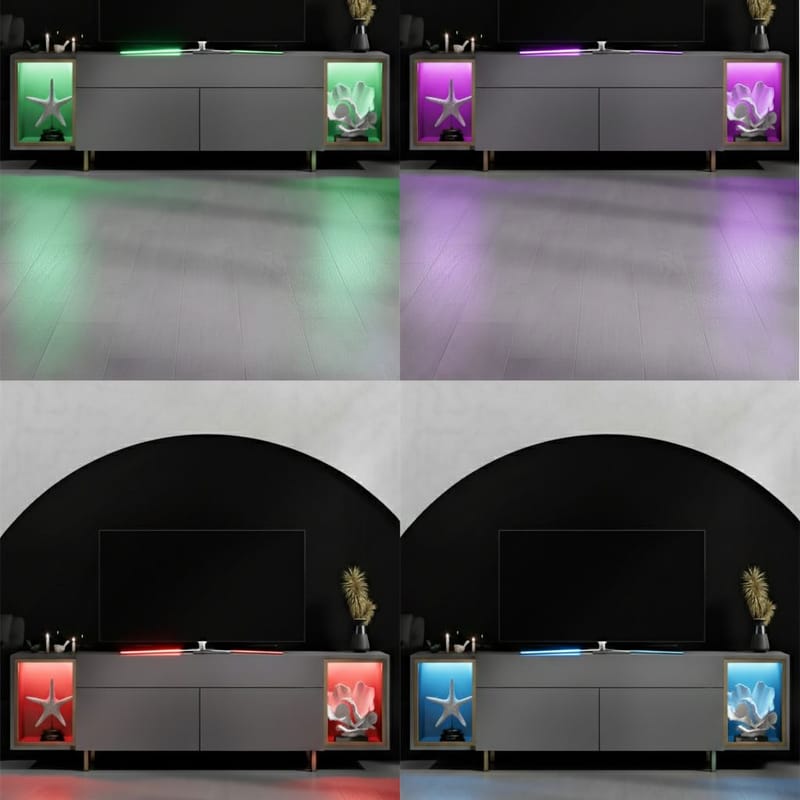 Sosan TV-bänk 180x55x32 cm - Antracit och guld - Möbler - TV- & Mediamöbler - TV bänk & mediabänk