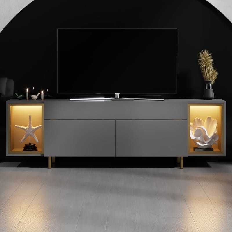 Sosan TV-bänk 180x55x32 cm - Antracit och guld - Möbler - TV- & Mediamöbler - TV bänk & mediabänk