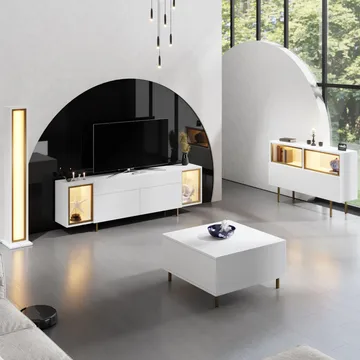 Sosan TV-bänk 180x55x32 cm - Vit/guld - Möbler - TV- & Mediamöbler - TV bänk & mediabänk