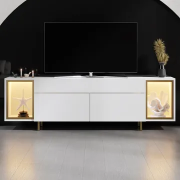 Sosan TV-bänk 180x55x32 cm - Vit/guld - Möbler - TV- & Mediamöbler - TV bänk & mediabänk