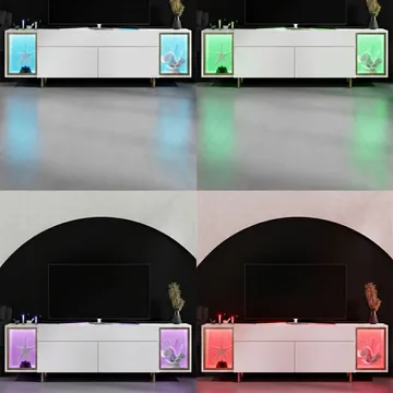 Sosan TV-bänk 180x55x32 cm - Vit/guld - Möbler - TV- & Mediamöbler - TV bänk & mediabänk
