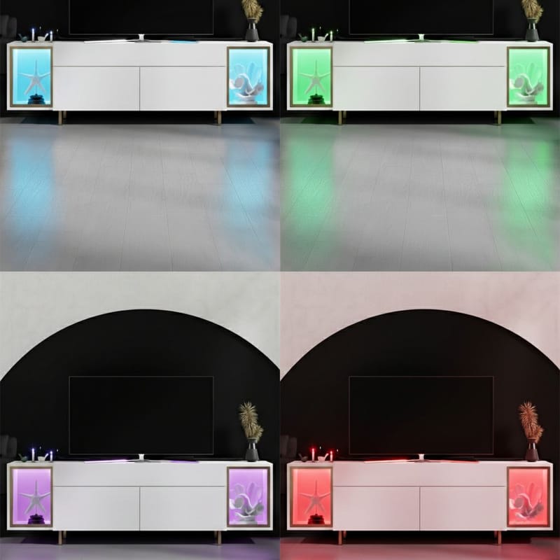 Sosan TV-bänk 180x55x32 cm - Vit/guld - Möbler - TV- & Mediamöbler - TV bänk & mediabänk